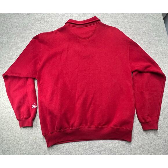 Wisconsin Badgers Quarter Zip Sweatshirt Red Midwest Embroidery L College - Picture 2 of 6